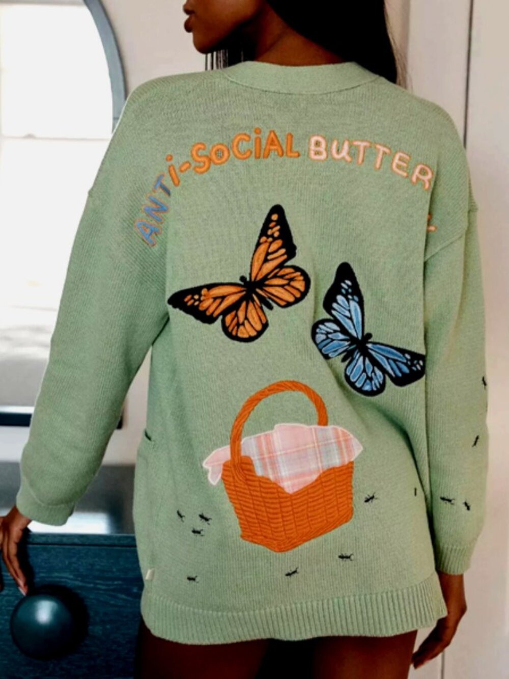 Anthropologie LyreBird Anti Social Butterfly Butterflies Cardigan Sweater S NWT
